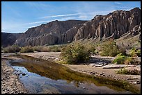 Afton Canyon cliffs reflected in shallow Mojave River. Mojave Trails National Monument, California, USA ( color)