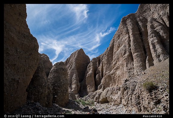 Steep eroded canyon in badlands, Afton Canyon. Mojave Trails National Monument, California, USA