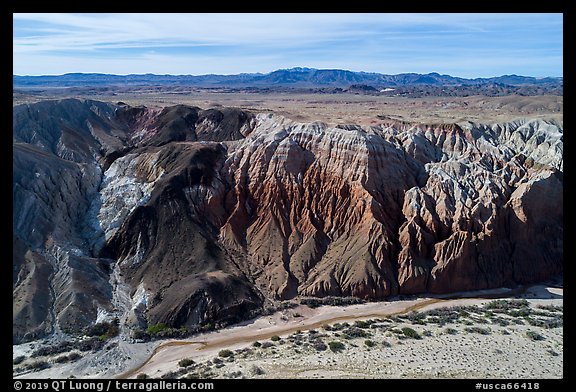 Aerial view of Afton Canyon walls. Mojave Trails National Monument, California, USA