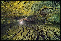 Golden Dome Cave with caver's light. Lava Beds National Monument, California, USA ( color)