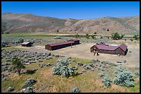 Aerial view of Camp Tulelake former CCC camp which housed Japanese Americans, Tule Lake National Monument. California, USA ( color)