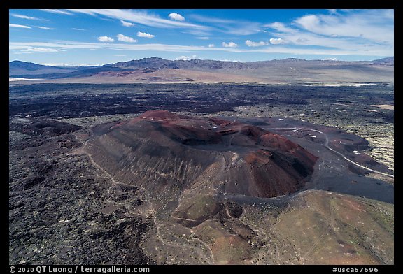 Aerial view of Pisgah Crater and lava flow. Mojave Trails National Monument, California, USA (color)