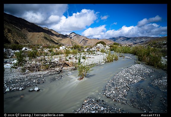 Whitewater River and San Bernardino Mountains, Whitewater Preserve. Sand to Snow National Monument, California, USA (color)