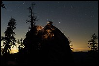 Buck Rock and Central Valley lights at night. Giant Sequoia National Monument, Sequoia National Forest, California, USA ( color)