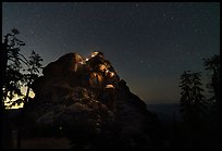 Buck Rock at night. Giant Sequoia National Monument, Sequoia National Forest, California, USA ( color)