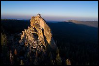 Aerial View of Buck Rock and Lookout at sunrise. Giant Sequoia National Monument, Sequoia National Forest, California, USA ( color)