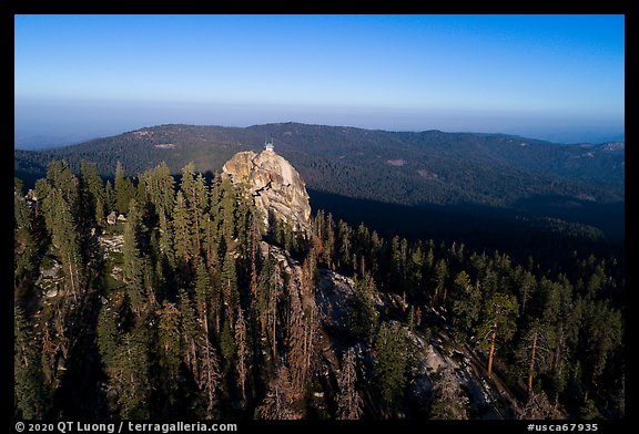 Aerial View of forest and Buck Rock. Giant Sequoia National Monument, Sequoia National Forest, California, USA