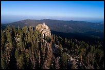 Aerial View of forest and Buck Rock. Giant Sequoia National Monument, Sequoia National Forest, California, USA ( color)