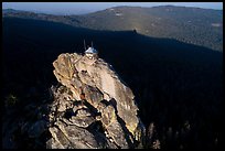 Aerial View of fire lookout on Buck Rock. Giant Sequoia National Monument, Sequoia National Forest, California, USA ( color)