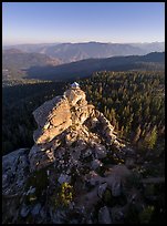 Aerial View of Buck Rock lookout and mountains. Giant Sequoia National Monument, Sequoia National Forest, California, USA ( color)