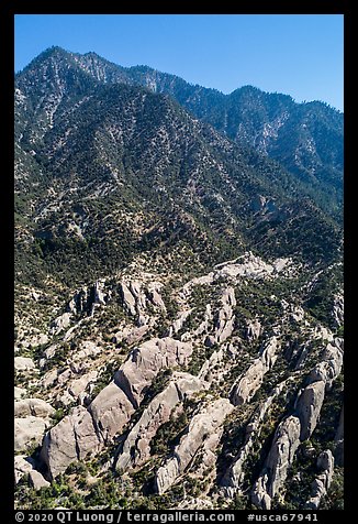 Aerial view of Devils Punchbowl Formation. San Gabriel Mountains National Monument, California, USA (color)