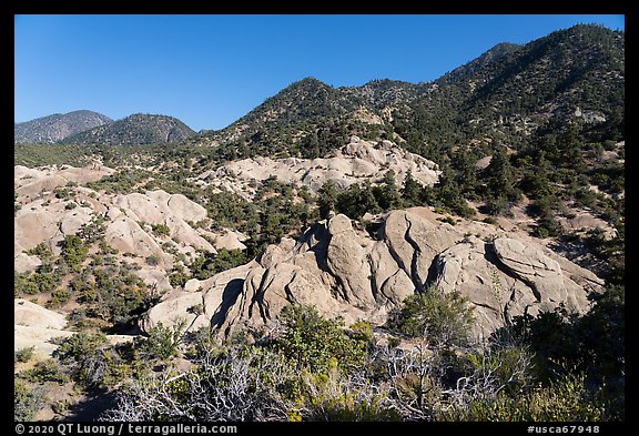Tilted sandstone fins at the base of San Gabriel Mountains. San Gabriel Mountains National Monument, California, USA