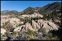 Tilted sandstone fins at the base of San Gabriel Mountains. San Gabriel Mountains National Monument, California, USA ( color)