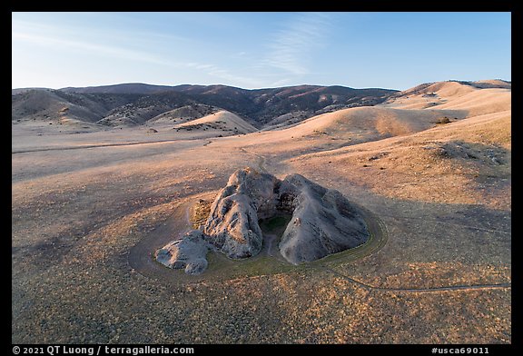 Aerial view of Painted Rock and Caliente Mountains. Carrizo Plain National Monument, California, USA (color)