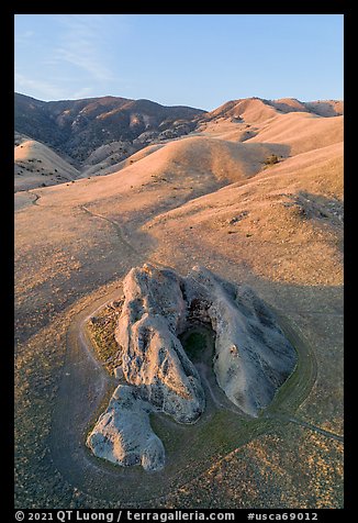 Aerial view of Painted Rock sandstone formation. Carrizo Plain National Monument, California, USA (color)
