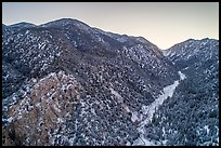 Aerial view of Valley of the Falls and snowy San Gorgonio Mountain range. Sand to Snow National Monument, California, USA ( color)