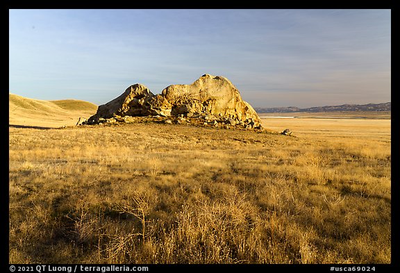 Painted Rock sandstone monolith standing forty five feet above the Carrizo Plain floor. Carrizo Plain National Monument, California, USA (color)