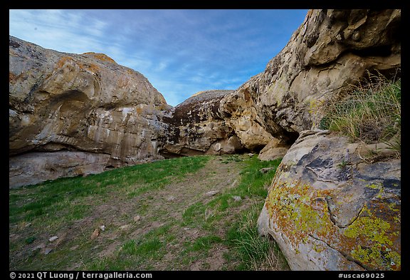 Inside the U-shaped Painted Rock. Carrizo Plain National Monument, California, USA