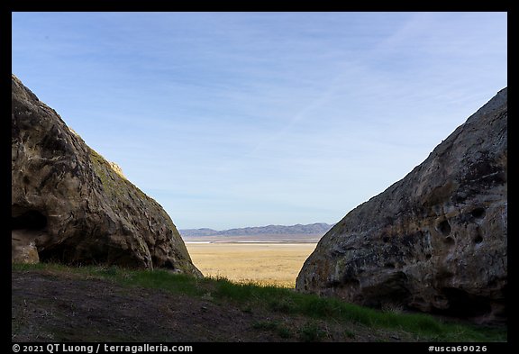 Looking out from inside Painted Rock. Carrizo Plain National Monument, California, USA (color)