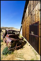 Rusted truck and barn, Selby Ranch. Carrizo Plain National Monument, California, USA ( color)