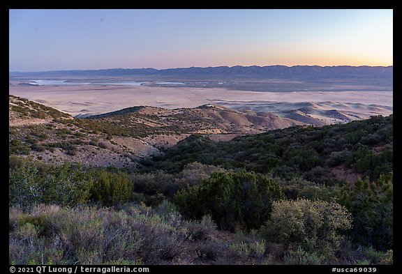 Carrizo Plain from Caliente Range at dawn. Carrizo Plain National Monument, California, USA
