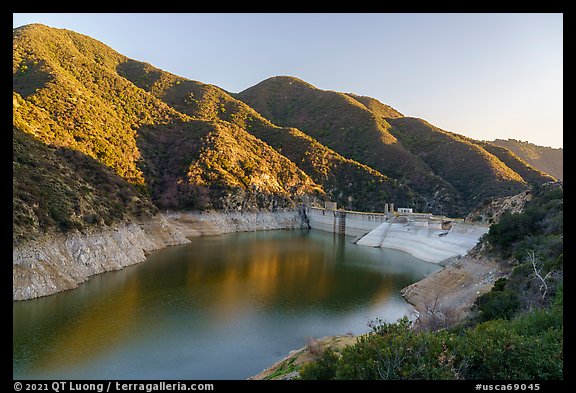 Moris Dam and Moris Reservoir. San Gabriel Mountains National Monument, California, USA (color)
