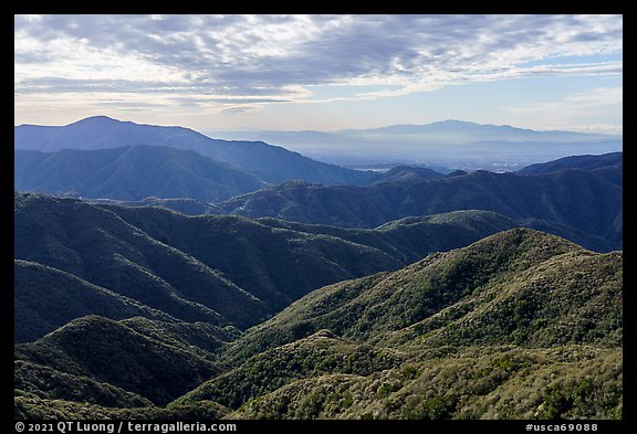 Hills and Los Angeles Basin from Glendora Ridge. San Gabriel Mountains National Monument, California, USA