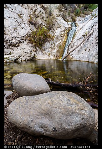 Boulders and Lower Switzer Falls. San Gabriel Mountains National Monument, California, USA (color)