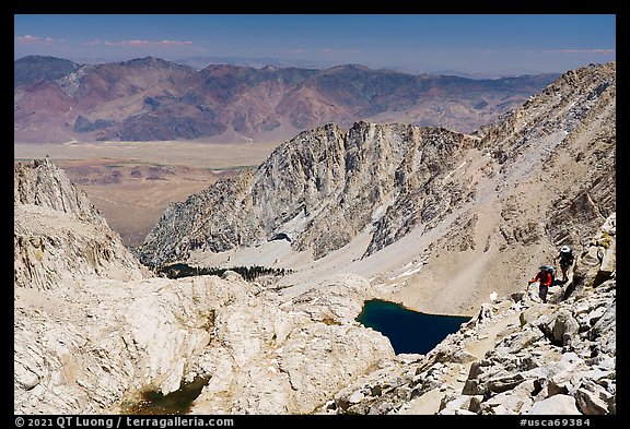 Hikers descending towards Trail Camp, Inyo National Forest. California