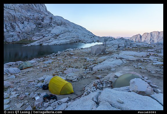 Trail Camp and Trail Camp Pond, evening, Inyo National Forest. California (color)