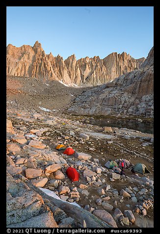 Campers at Trail Camp, sunrise, Inyo National Forest. California