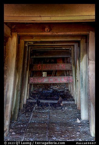 San Cristobal Mine tunnel, Almaden Quicksilver County Park. San Jose, California, USA (color)