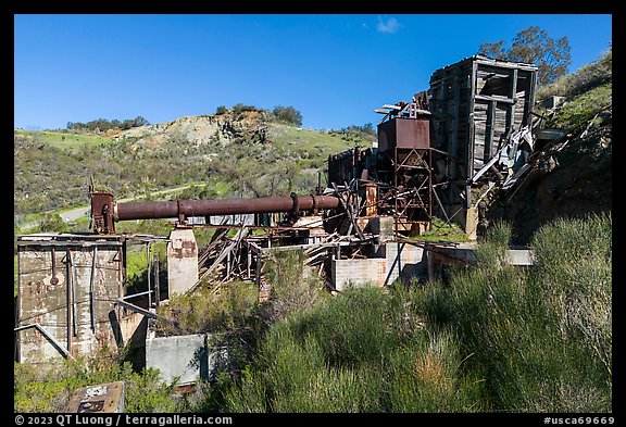 Rotary furnace, Almaden Quicksilver County Park. San Jose, California, USA (color)