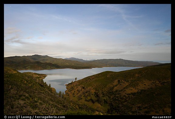 Indian Valley Reservoir by moonlight. Berryessa Snow Mountain National Monument, California, USA