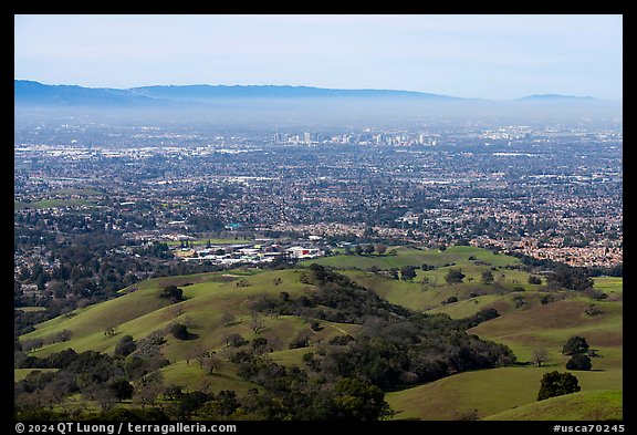 Evergreen College and Silicon Valley from hills. San Jose, California, USA (color)