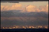 Downtown San Jose skyline and snowy Mt Hamilton. San Jose, California, USA ( color)