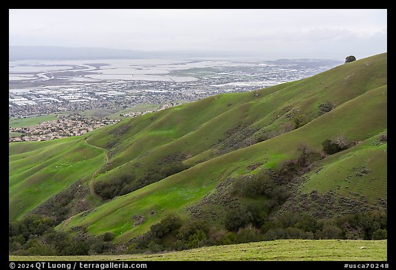 Fremont and San Francisco Bay from Monument Peak, Ed Levin County Park. California, USA (color)