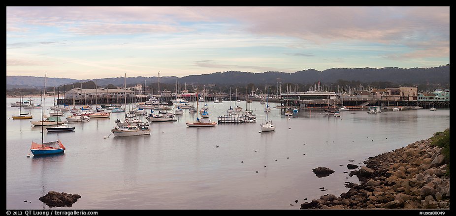 Municipal Wharf and Fishermans Wharf, late afternoon. Monterey, California, USA