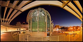 San Jose City Hall rotunda at dusk. San Jose, California, USA (Panoramic color)