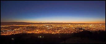 Lights of San Jose and Silicon Valley at sunset. San Jose, California, USA (Panoramic color)