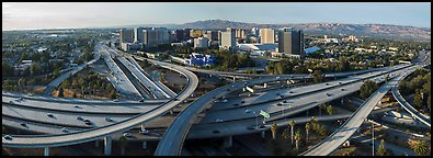 Aerial view of downtown and freeways. San Jose, California, USA (Panoramic color)