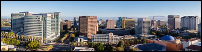 San Jose skyline from Adobe building to Fairmont hotel. San Jose, California, USA (Panoramic color)
