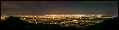 Los Angeles Basin from Mount Wilson at night. Los Angeles, California, USA (Panoramic color)