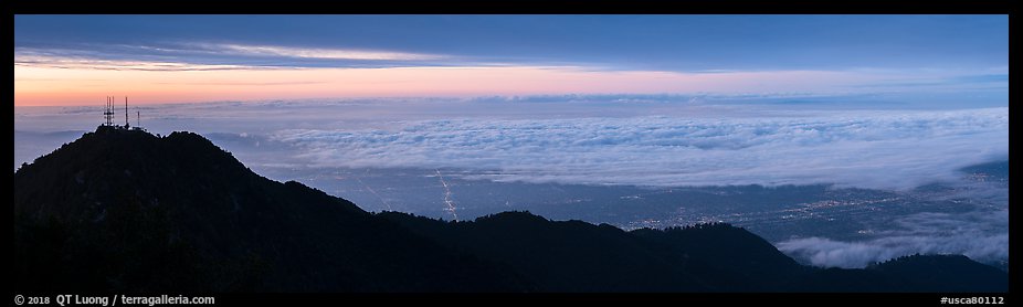 Los Angeles Basin covered with sea of clouds from Mount Wilson, sunrise. San Gabriel Mountains National Monument, California, USA