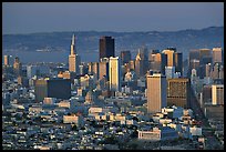 Skyline from Twin Peaks, sunset. San Francisco, California, USA (color)
