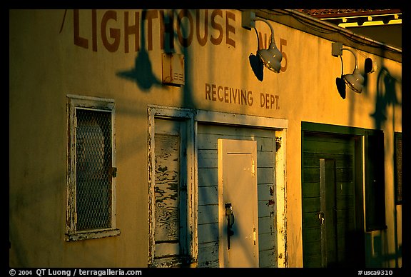 Old warehouse, sunset, Fisherman's Wharf. San Francisco, California, USA