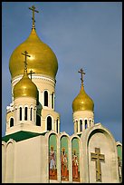 Bulbs of Russian Orthodox Holy Virgin Cathedral. San Francisco, California, USA ( color)