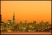 Skyline at sunset with the Transamerica Pyramid. San Francisco, California, USA