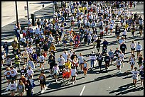 Crowds in the streets during the Bay to Breakers annual race. San Francisco, California, USA (color)