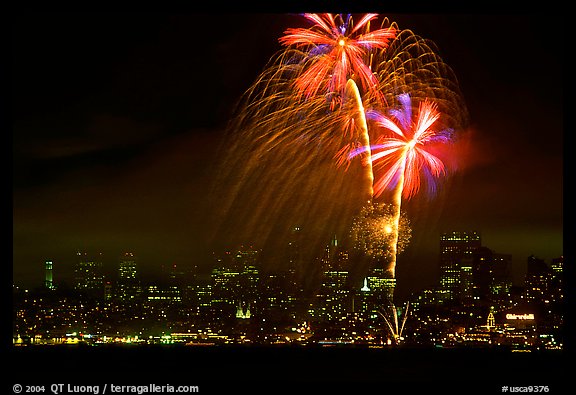 fourth of July fireworks above the City. San Francisco, California, USA
